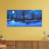 Magische winternacht met sterrenhemel en volle maa canvas afdruk (Insitu (Woonkamer))