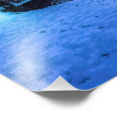 Magische winternacht met sterrenhemel en volle maa foto afdruk (Hoek)