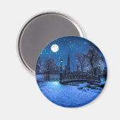 Magische winternacht met sterrenhemel en volle maa magneet (Voorkant / Achterkant)