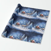Magische winterrit met de kerstman door besneeuwde cadeaupapier (Uitgerold)