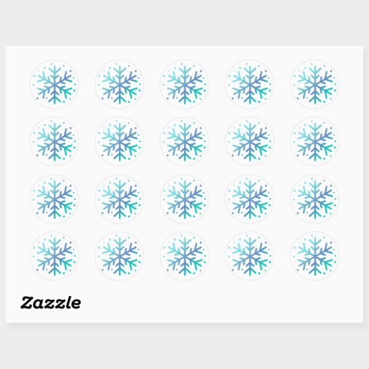 Magische wintersneeuwvlok ronde sticker (Vel)