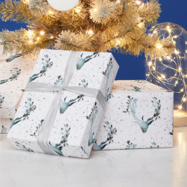 Magische Winterspelen Silver Blue Snow Kerstmis Cadeaupapier