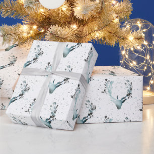 Magische Winterspelen Silver Blue Snow Kerstmis Cadeaupapier