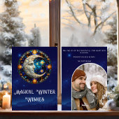 Magische winterwensen Hemelse Maan Kerstmis Feestdagenkaart