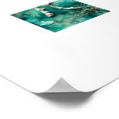 Magische witte eenhoorn Blauwgroen achtergrond Poster (Hoek)