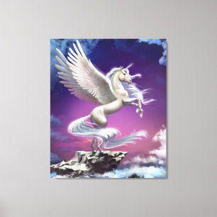 Magische Witte Eenhoorn Fantasie Canvas Afdruk
