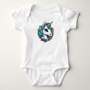 Magische Witte Eenhoorn met Blauw Haarkarakter Romper