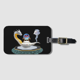Magische Witte Keramische Drakenlamp Bagagelabel