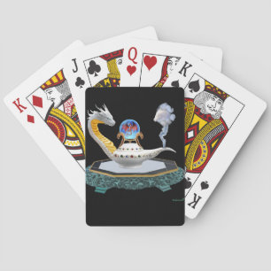 Magische Witte Keramische Drakenlamp Pokerkaarten