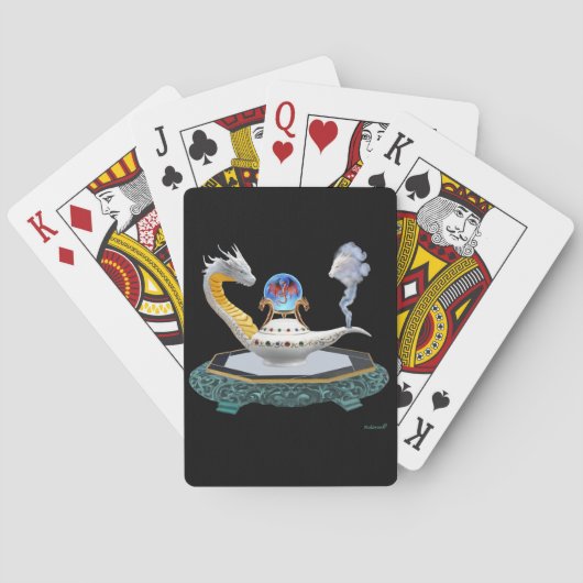 Magische Witte Keramische Drakenlamp Pokerkaarten (Achterkant)
