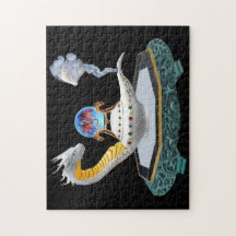 Magische witte keramische drakenslamp op jade sokk