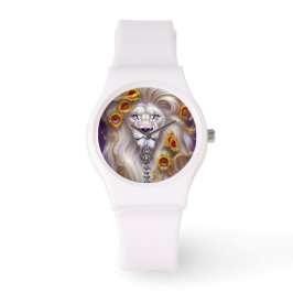 Magische Witte Leeuw en Zonnebloemen Grafisch Horloge