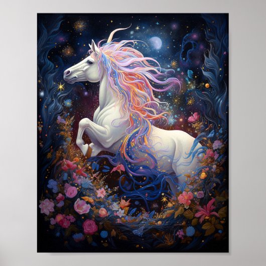 Magische Witte Paard Fantasie Kunst Poster (Voorkant)