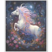 Magische Witte Paard Fantasie Kunst Sticker (Voorkant)