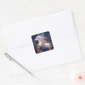 Magische Witte Paard Fantasie Kunst Vierkante Sticker (Envelop)