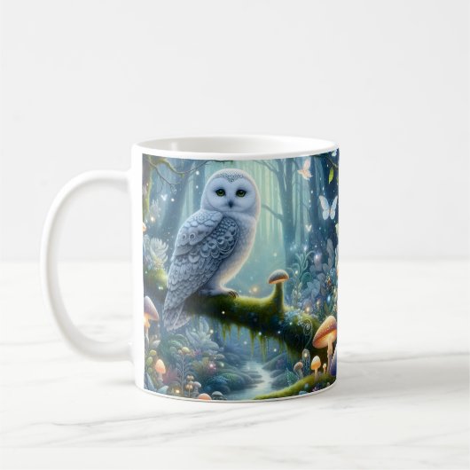 Magische witte uil koffiemok (Links)