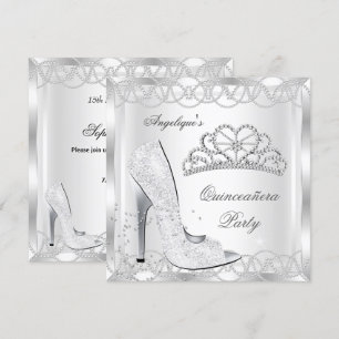 Magische Witte Zilveren Quinceanera Hoge Hakken Sc Kaart