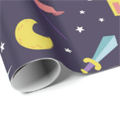 MAGISCHE WIZARD SPROOKJE ELEMENTEN blauwe achtergr Cadeaupapier (Rol Hoek)