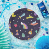 MAGISCHE WIZARD SPROOKJE ELEMENTEN blauwe achtergr Papieren Bordje (Feest)