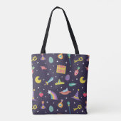 MAGISCHE WIZARD SPROOKJE ELEMENTEN blauwe achtergr Tote Bag (Achterkant)