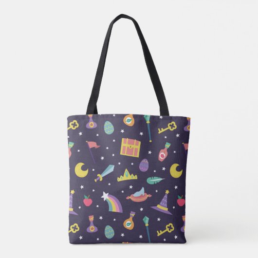 MAGISCHE WIZARD SPROOKJE ELEMENTEN blauwe achtergr Tote Bag (Achterkant)