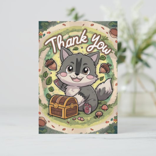 Magische wolf bedankkaart (Staand voorkant)