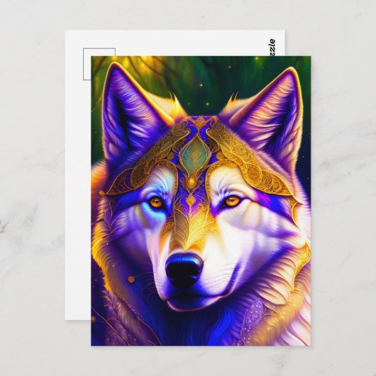 Magische Wolf, Postkruising Briefkaart (Voorkant / Achterkant)