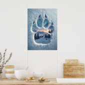 Magische wolfspootafdruk winterlandschap poster (Keuken)