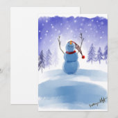 Magische Wonderland Winter Sneeuwman Scène Feestdagenkaart (Voorkant / Achterkant)