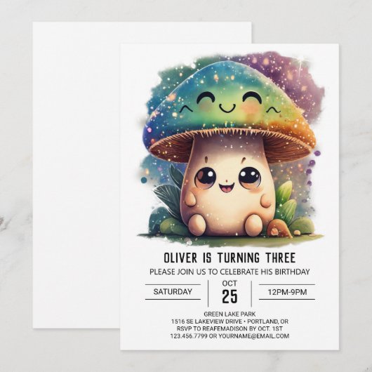 Magische Woodland Custom Mushroom Verjaardag Kaart (Voorkant / Achterkant)