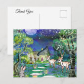Magische Woodland Dieren en Cottage Dank u Briefkaart (Voorkant / Achterkant)