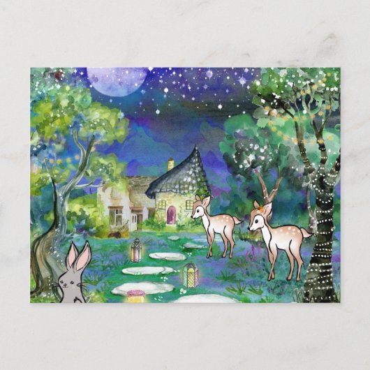 Magische Woodland Dieren en Cottage Dank u Briefkaart (Voorkant)