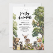 Magische Woodland Dieren Verjaardagsfeest Kaart (Voorkant)