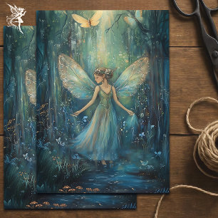 Magische Woodland Fairy met vlinders Decoupage Tissuepapier