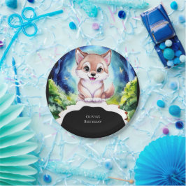 Magische Woodland Forest Wolf Verjaardag Papieren Bordje