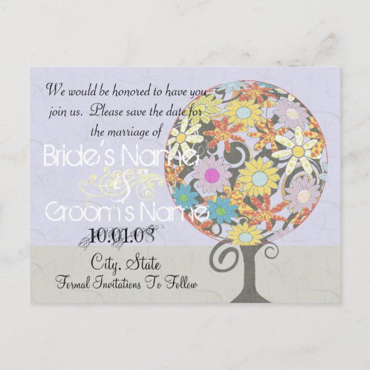 Magische woudcirkel van liefdesbloem-bruiloft aankondigingskaart (Achterkant)