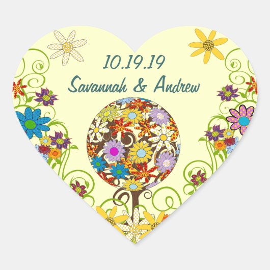 Magische woudcirkel van liefdesbloem-bruiloft hart sticker (Voorkant)