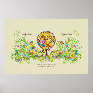 Magische woudcirkel van liefdesbloem-bruiloft poster
