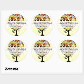 Magische woudcirkel van liefdesbloem-bruiloft ronde sticker (Vel)