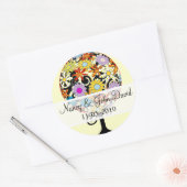Magische woudcirkel van liefdesbloem-bruiloft ronde sticker (Envelop)