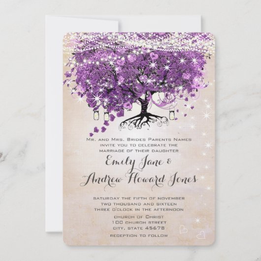 Magische woudperachy roze Paarse hartritme Kaart (Voorkant)