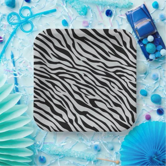 Magische Zebrastripes klikken om grijze kleur aan  Papieren Bordje (Feest)