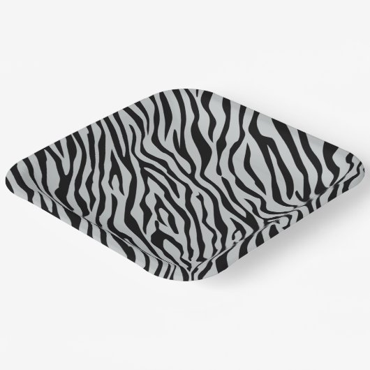 Magische Zebrastripes klikken om grijze kleur aan  Papieren Bordje (Gebogen)