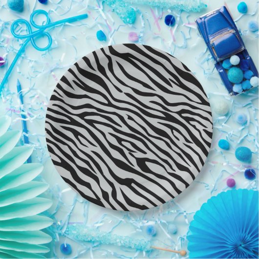 Magische Zebrastripes klikken om grijze kleur aan  Papieren Bordje (Feest)