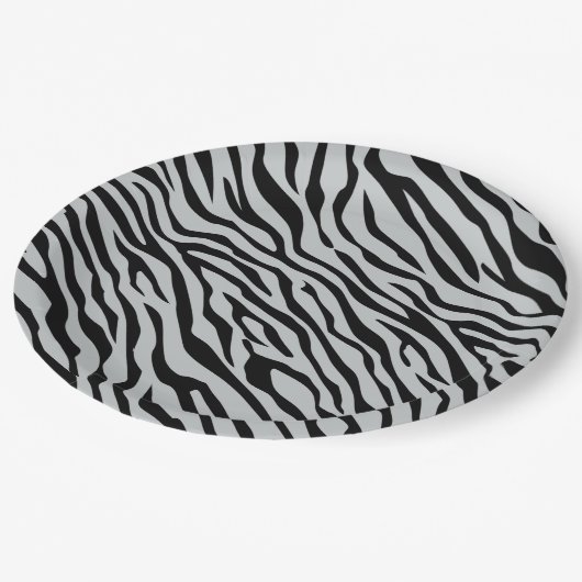 Magische Zebrastripes klikken om grijze kleur aan Papieren Bordje (Gekanteld)