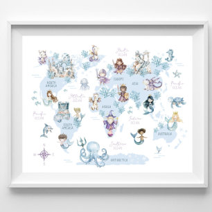 Magische Zee Wereld, Meermaiden, Ridders, Wereldka Poster