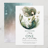 Magische zeemeermin 1e verjaardag kaart (Voorkant / Achterkant)