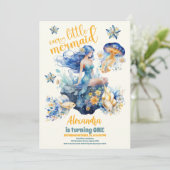Magische Zeemeermin 1e Verjaardagsfeest Kaart (Staand voorkant)