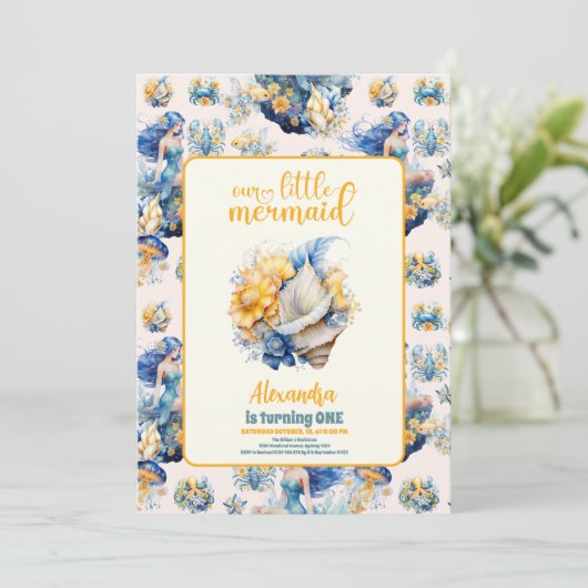 Magische Zeemeermin 1e Verjaardagsfeest Kaart (Staand voorkant)