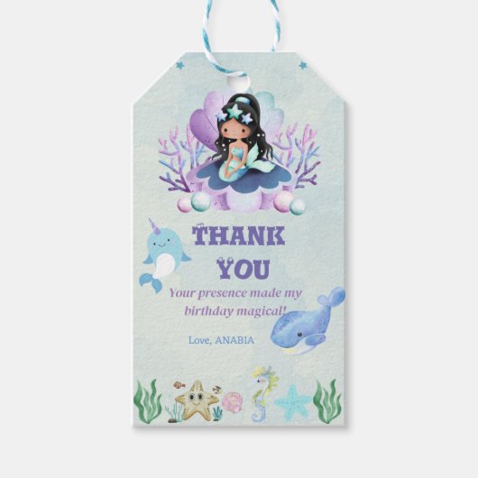 Magische Zeemeermin aquarel Dank u Cadeaulabel (Voorkant)